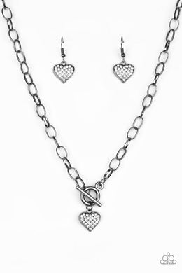 Paparazzi Harvard Hearts - Black - VENDOR _NAME - Sassy Sparkles $5 Jewelry