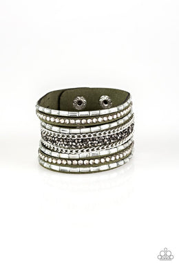 Paparazzi Rhinestone Rumble - Green - VENDOR _NAME - Sassy Sparkles $5 Jewelry
