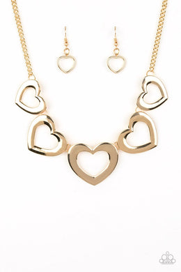 Paparazzi Hearty Hearts - Gold - VENDOR _NAME - Sassy Sparkles $5 Jewelry