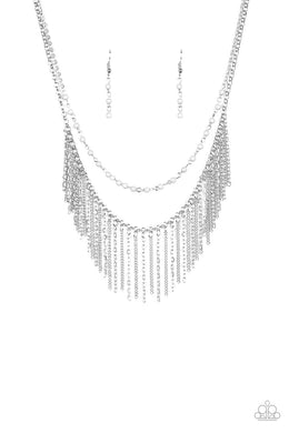 Paparazzi Fierce In Fringe - Silver - VENDOR _NAME - Sassy Sparkles $5 Jewelry