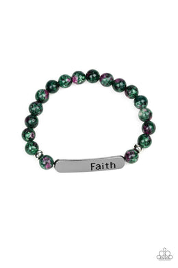 Paparazzi Faith In All Things - Green - VENDOR _NAME - Sassy Sparkles $5 Jewelry