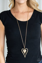 Load image into Gallery viewer, Paparazzi Hardened Hearts - Gold - VENDOR _NAME - Sassy Sparkles $5 Jewelry
