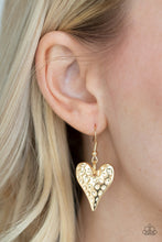 Load image into Gallery viewer, Paparazzi Hardened Hearts - Gold - VENDOR _NAME - Sassy Sparkles $5 Jewelry
