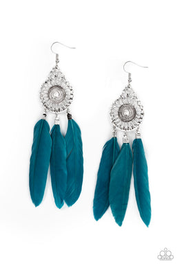 Paparazzi Pretty in Plumes - Blue - VENDOR _NAME - Sassy Sparkles $5 Jewelry